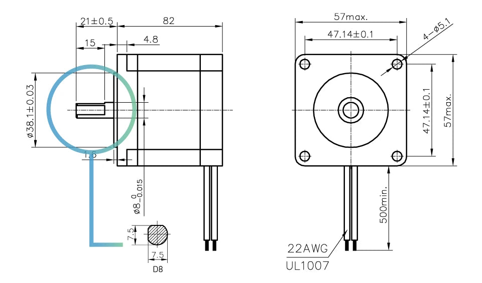 NEMA 23 CNC Stepper motor 57x82mm 3A 2.2N.m D=8mm 6.35mm 315Oz-in Nema23 CNC Router Engraving milling  machine 3D printer