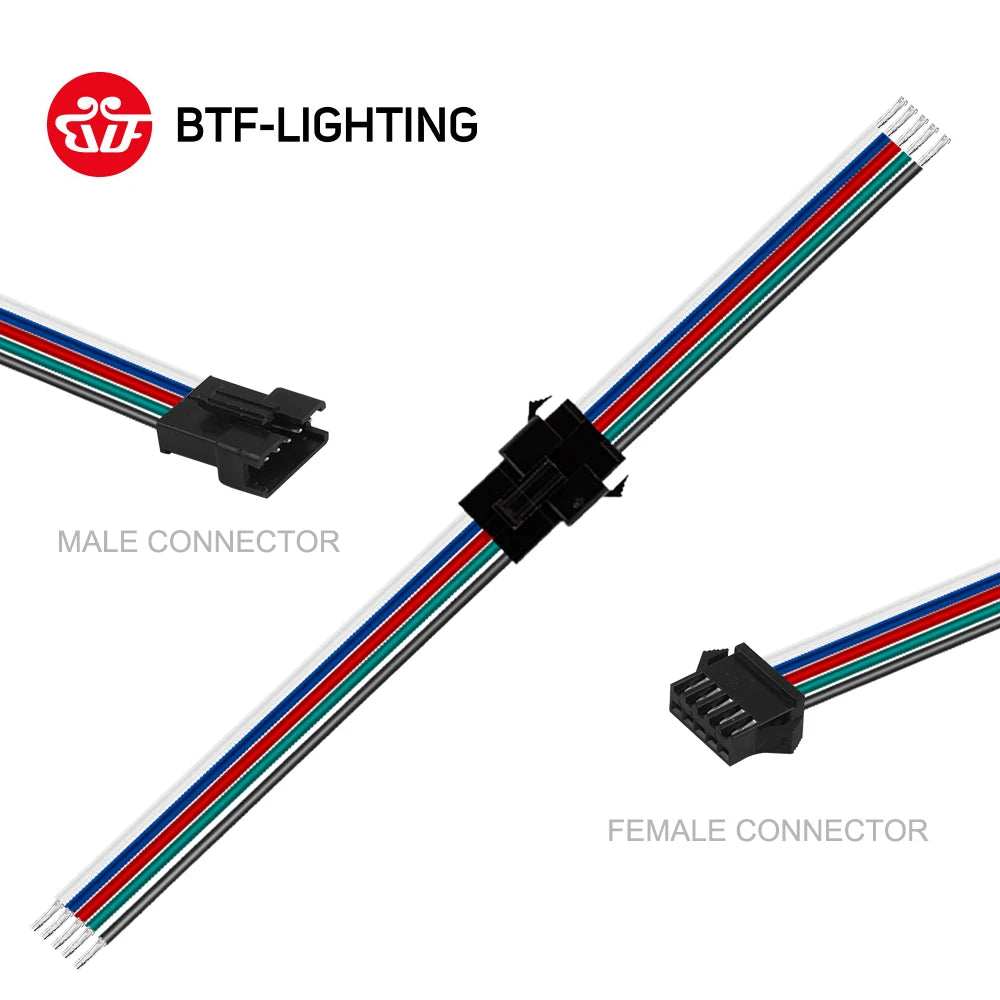 5 Pair 10 Pair 2pin 3pin 4pin 5pin JST Connector SM Male and Female for WS2812B SK6812 WS2815 2835 5050 RGB RGBW LED Light Strip