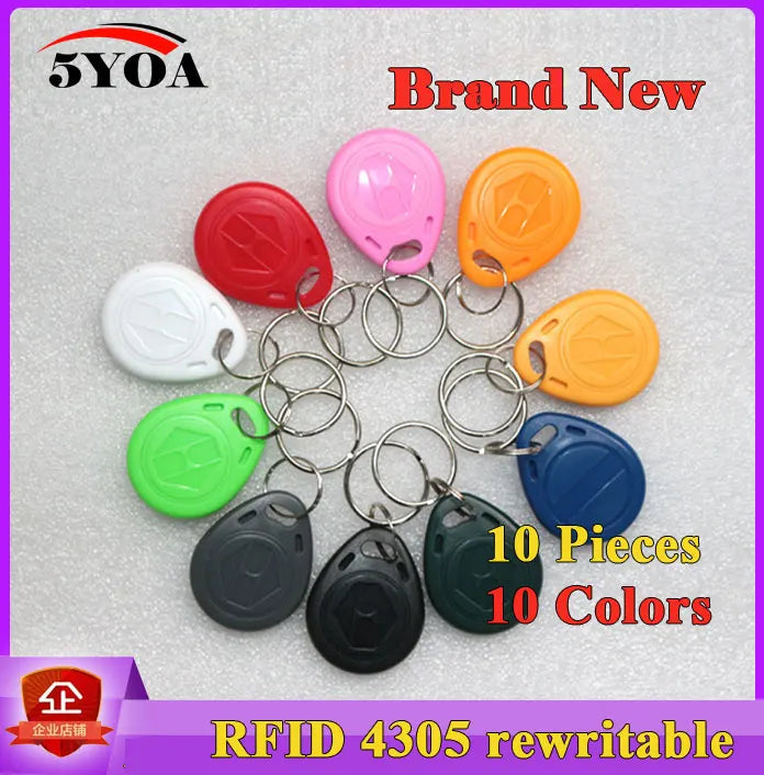 10 pieces EM4305 T5577 Duplicator Badge Copy 125khz RFID Tag llavero Porta Chave Card Key Fob Token Ring Proximity