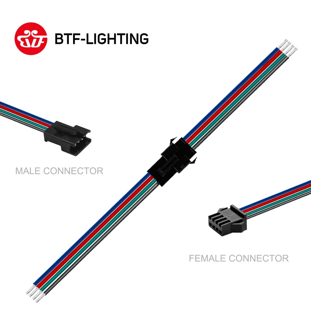 5 Pair 10 Pair 2pin 3pin 4pin 5pin JST Connector SM Male and Female for WS2812B SK6812 WS2815 2835 5050 RGB RGBW LED Light Strip