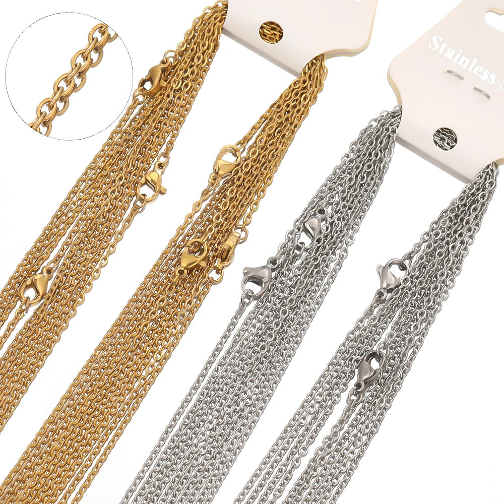 10 Pezzi Catene a Maglie in Acciaio Inossidabile Color Oro da 50cm e 2mm - Collane Fai da Te