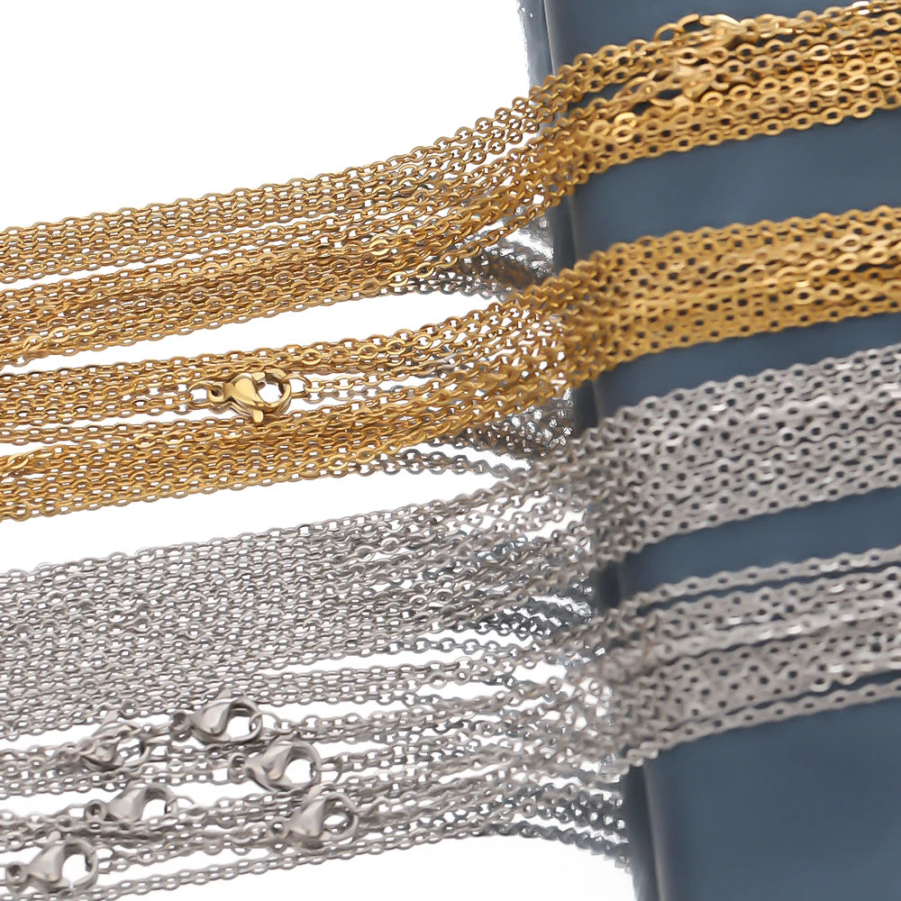 10 Pezzi Catene a Maglie in Acciaio Inossidabile Color Oro da 50cm e 2mm - Collane Fai da Te
