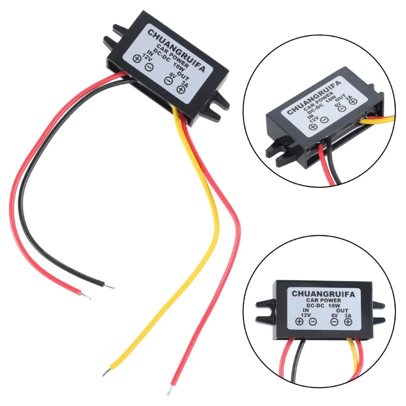 DC/DC Converter 12V Step Down To 6V 18W Max 3A Power Supply Waterproof   M13 dropship