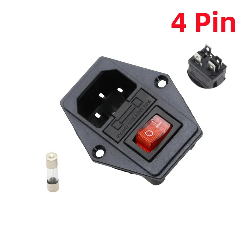 1Pcs AC-01A power Rocker Switch w Fuse IEC 3 Pin 320 C14 Inlet Power Sockets Switchs Connector Plug 10A 250V