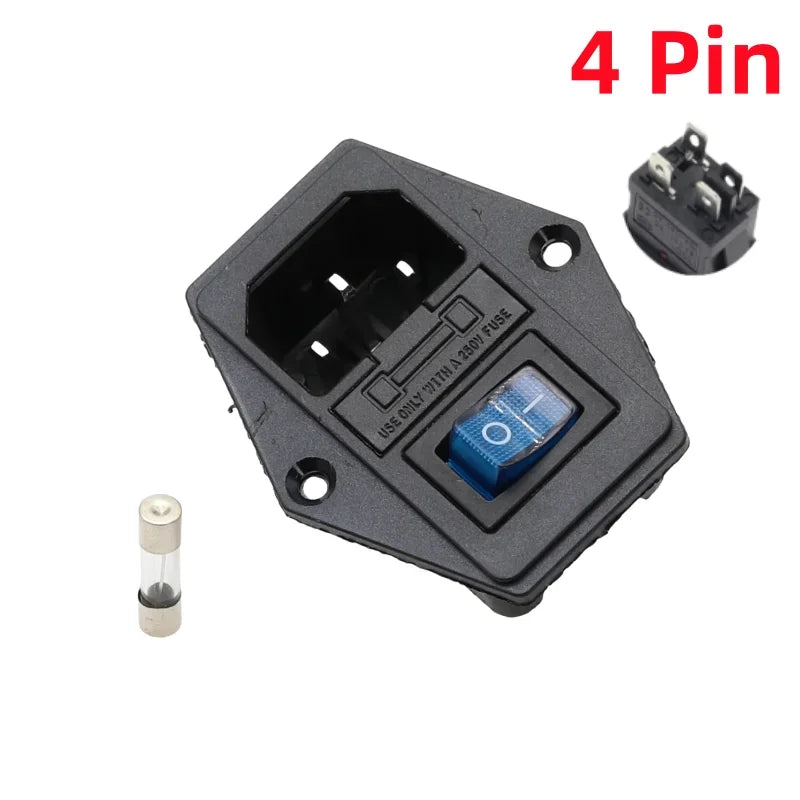 1Pcs AC-01A power Rocker Switch w Fuse IEC 3 Pin 320 C14 Inlet Power Sockets Switchs Connector Plug 10A 250V