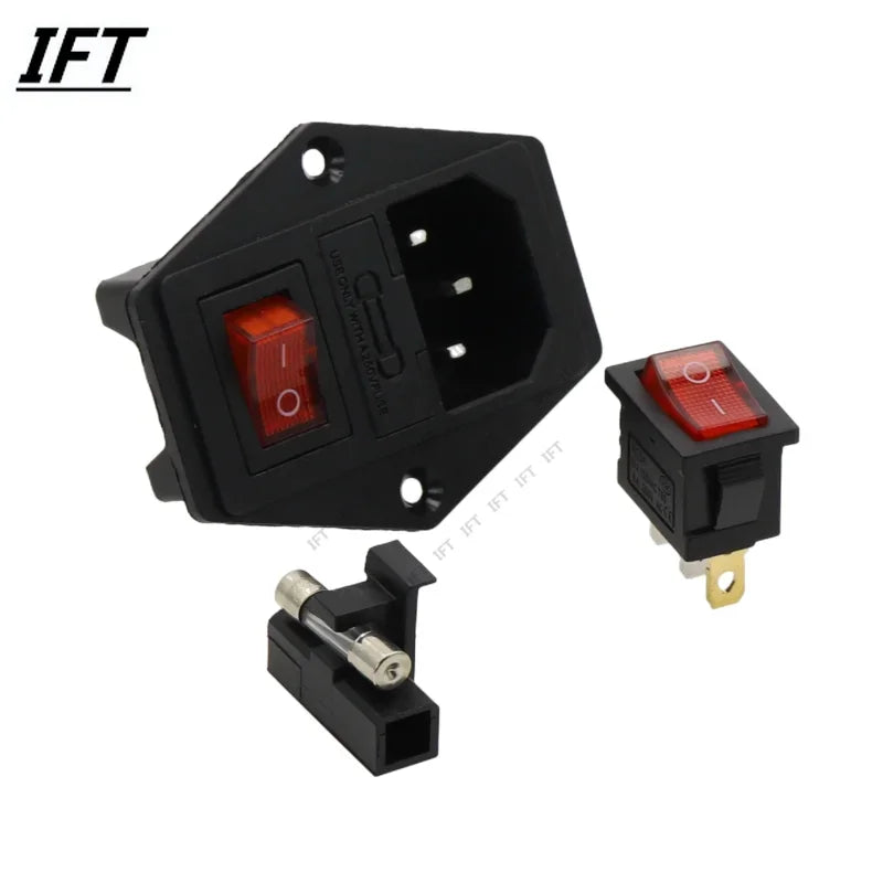 1Pcs AC-01A power Rocker Switch w Fuse IEC 3 Pin 320 C14 Inlet Power Sockets Switchs Connector Plug 10A 250V