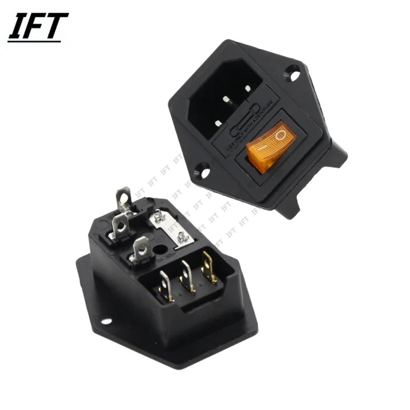 1Pcs AC-01A power Rocker Switch w Fuse IEC 3 Pin 320 C14 Inlet Power Sockets Switchs Connector Plug 10A 250V