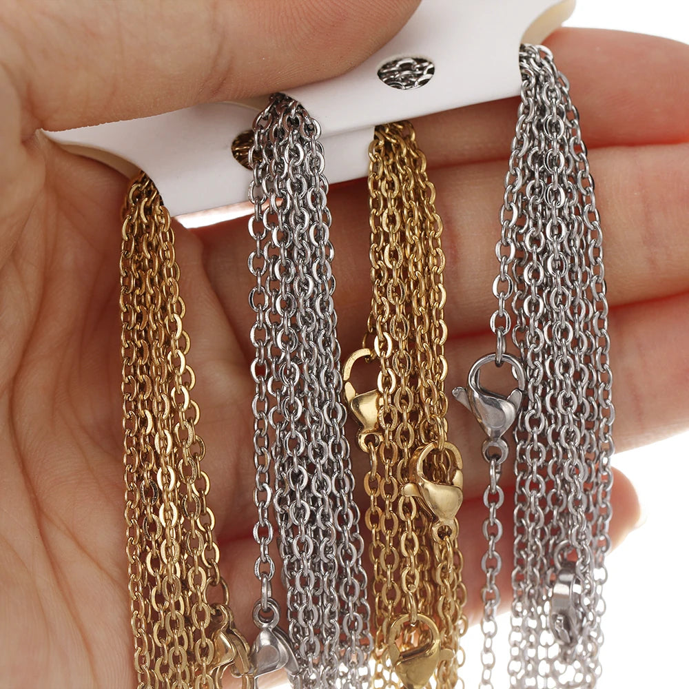 10 Pezzi Catene a Maglie in Acciaio Inossidabile Color Oro da 50cm e 2mm - Collane Fai da Te