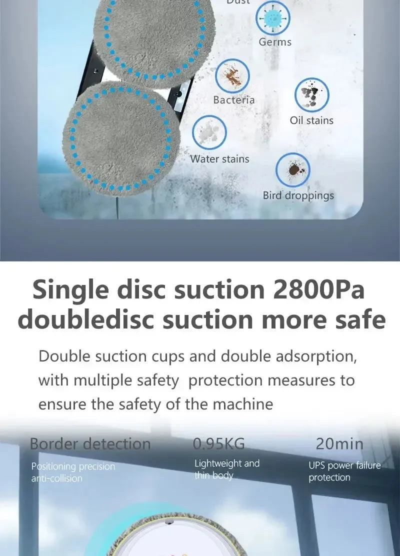 DIVEDEER HCR-09 Automatic Spray Home Ultra-thin Remote Control Window Cleaning Robot Low Noise Window Cleaning Machine