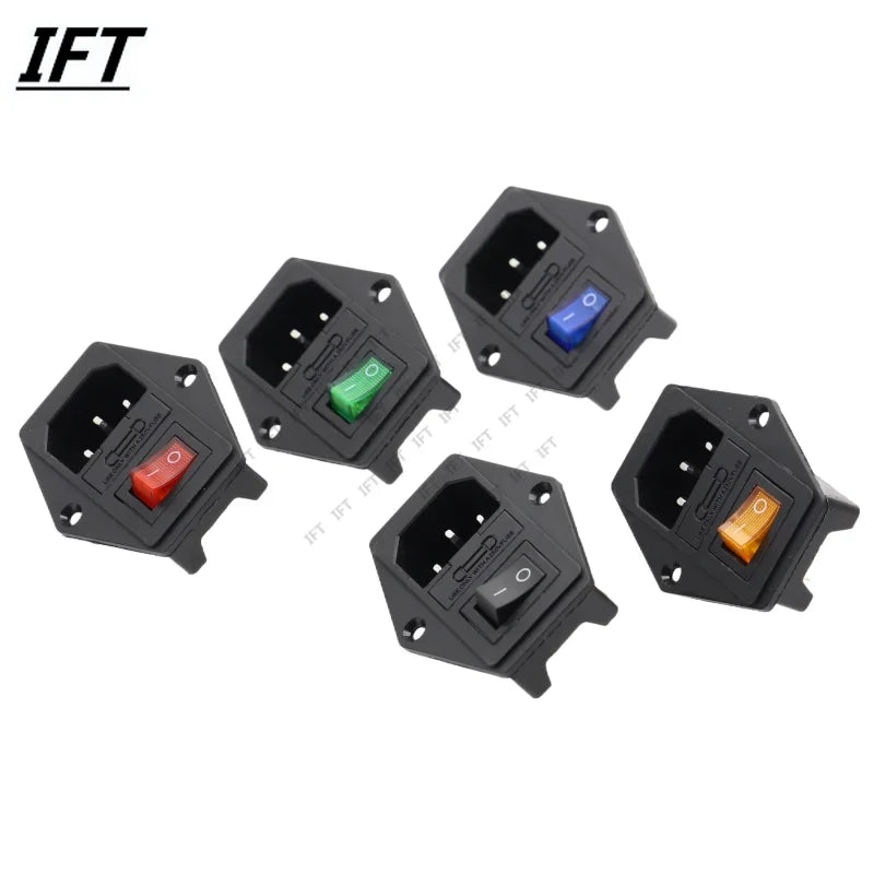 1Pcs AC-01A power Rocker Switch w Fuse IEC 3 Pin 320 C14 Inlet Power Sockets Switchs Connector Plug 10A 250V