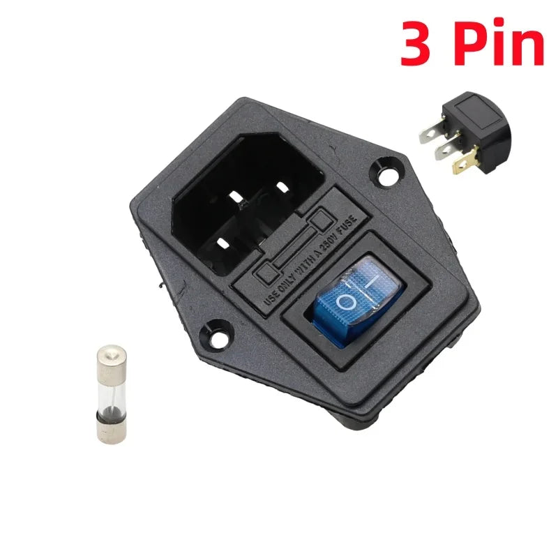 1Pcs AC-01A power Rocker Switch w Fuse IEC 3 Pin 320 C14 Inlet Power Sockets Switchs Connector Plug 10A 250V
