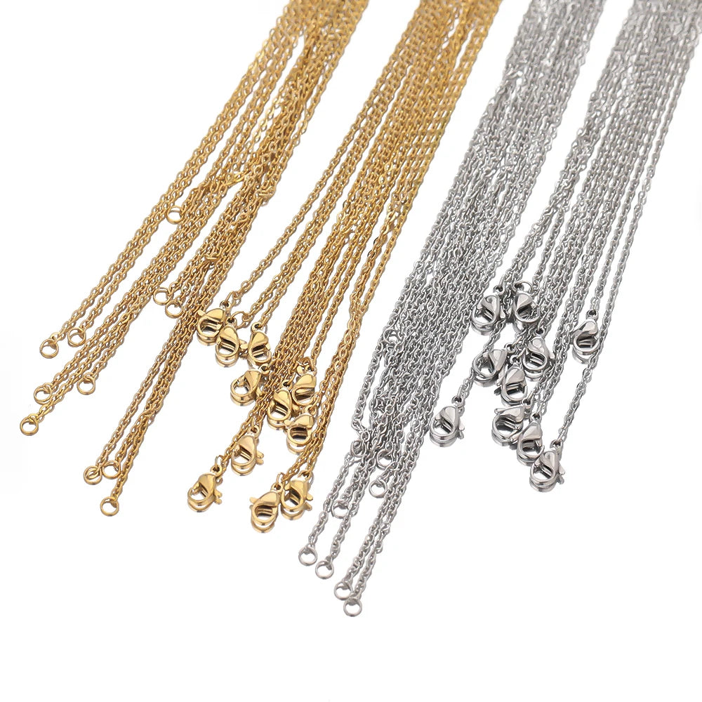 10 Pezzi Catene a Maglie in Acciaio Inossidabile Color Oro da 50cm e 2mm - Collane Fai da Te