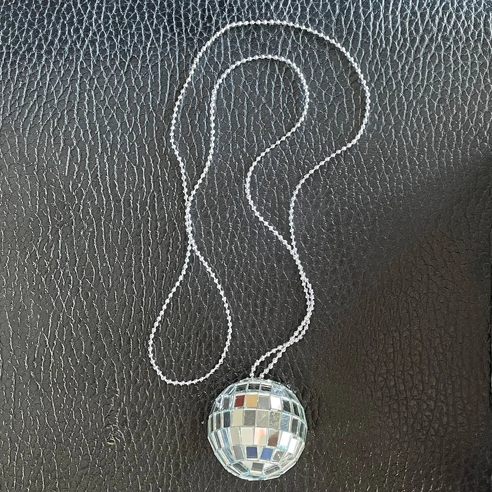 Disco Ball Costume Jewelry Decorations 1970s Silver Mirror Balls Bracelet Earrings 80s Necklace Rave Accessories for Women