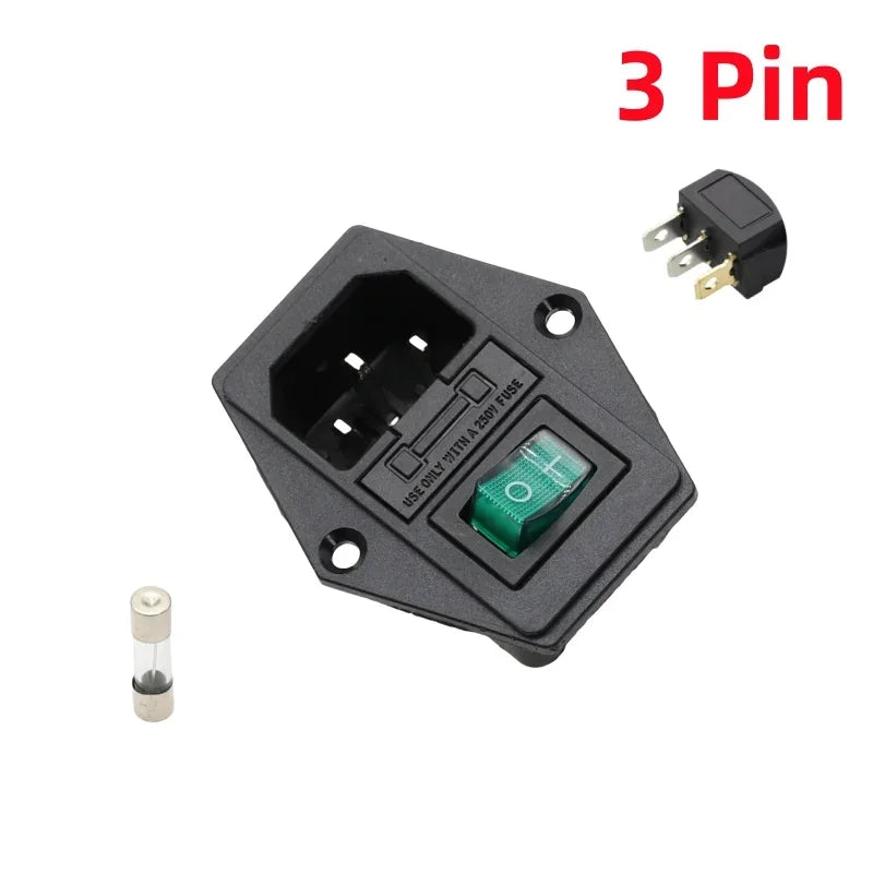 1Pcs AC-01A power Rocker Switch w Fuse IEC 3 Pin 320 C14 Inlet Power Sockets Switchs Connector Plug 10A 250V