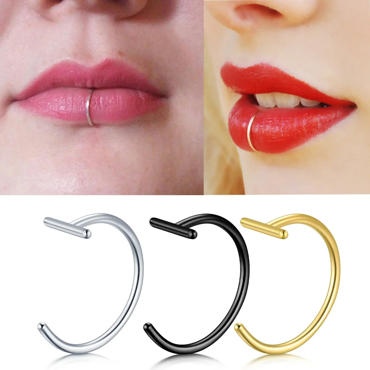 Piercing Finto Labbra e Naso - Clip Senza Foro Elegante