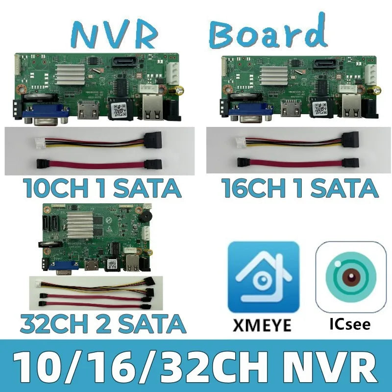 10/16/32CH*4K H.265 NVR Network Vidoe Recorder DVR Board Face Motion Detect IP Camera SATA Line ONVIF ICsee XMEYE P2P