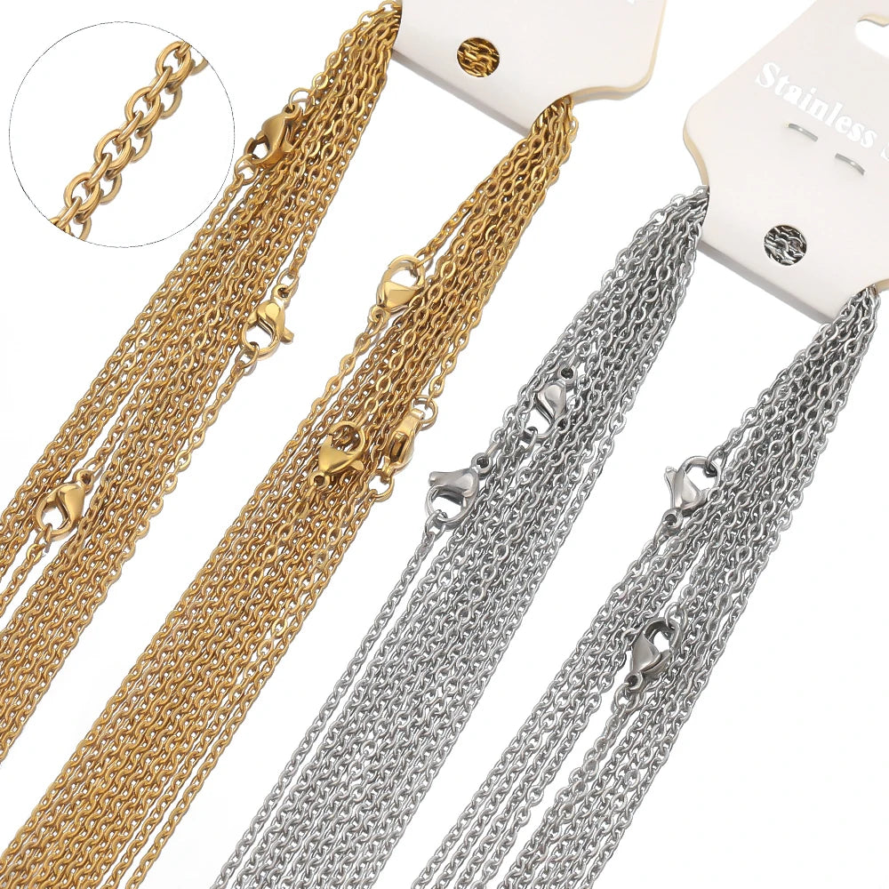 10 Pezzi Catene a Maglie in Acciaio Inossidabile Color Oro da 50cm e 2mm - Collane Fai da Te