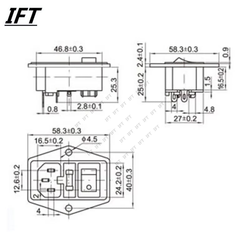1Pcs AC-01A power Rocker Switch w Fuse IEC 3 Pin 320 C14 Inlet Power Sockets Switchs Connector Plug 10A 250V