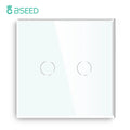 Bseed Touch Light Switch 1/2/3 Gang 1/2 Way Intermediate Stair Switch EU Power Sensor Switches Black White With Glass Panel