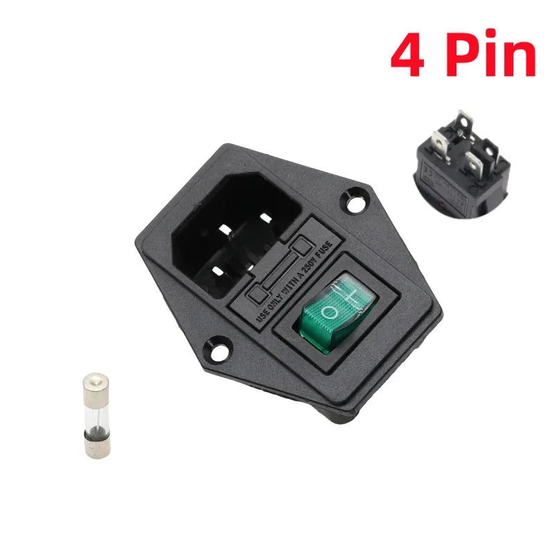 1Pcs AC-01A power Rocker Switch w Fuse IEC 3 Pin 320 C14 Inlet Power Sockets Switchs Connector Plug 10A 250V