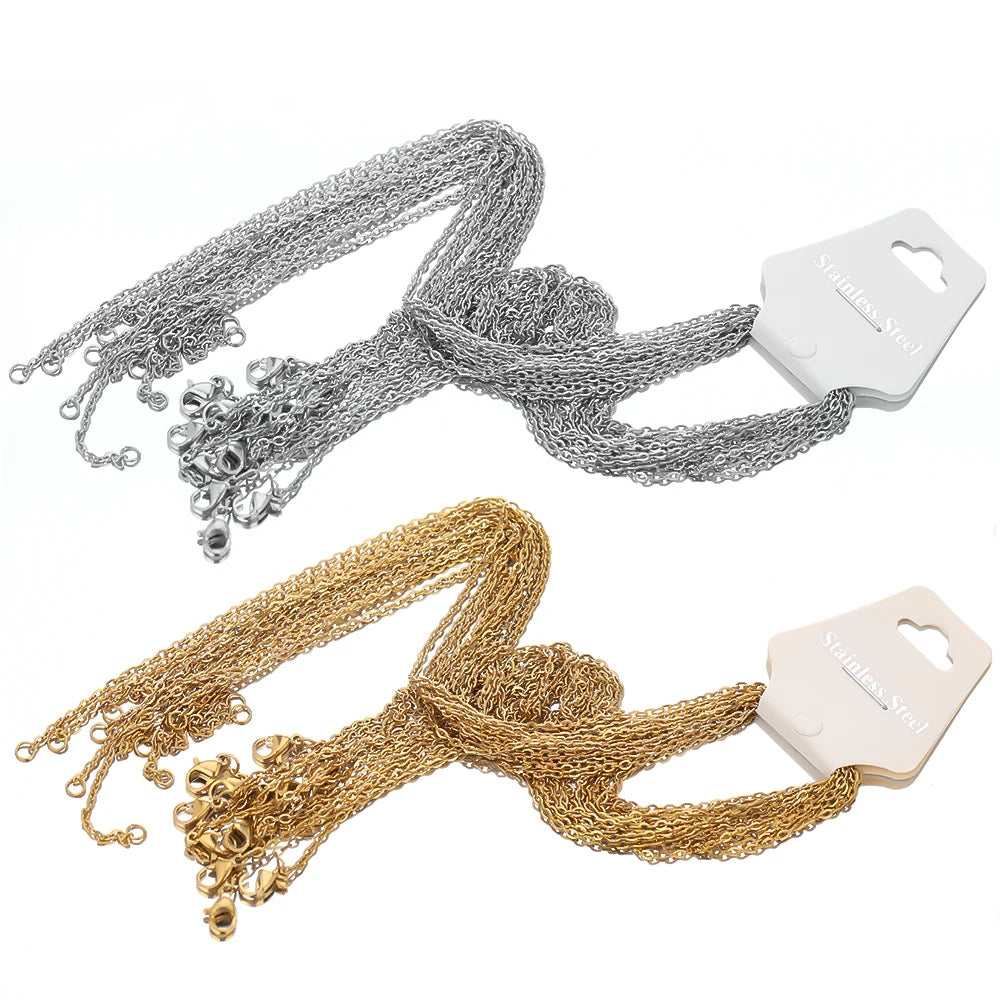 10 Pezzi Catene a Maglie in Acciaio Inossidabile Color Oro da 50cm e 2mm - Collane Fai da Te